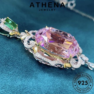 ATHENA JEWELRY คริสตัลเพชรสีชมพู เกาหลี เครื่องประดับ 925 เครื่องประดับ เงิน สร้อยคอ แท้ จี้ รูปไข่เกินจริง Silver ผู้หญิง ต้นฉบับ แฟชั่น N1400