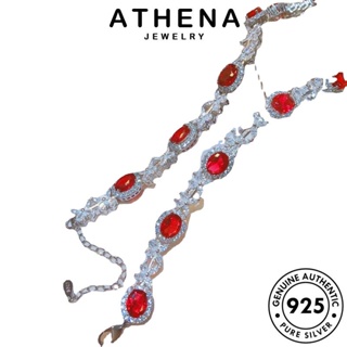 ATHENA JEWELRY จี้ เกาหลี Silver แท้ เครื่องประดับ ผู้หญิง ต้นฉบับ แฟชั่น เงิน ทับทิม สร้อยคอ เครื่องประดับ 925 หรูหรา N1402