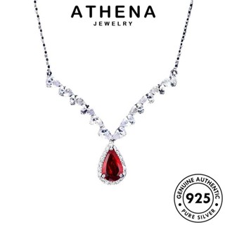 ATHENA JEWELRY ทับทิม แฟชั่น เครื่องประดับ เงิน แฟชั่นปีกนางฟ้า เกาหลี ต้นฉบับ สร้อยคอ 925 จี้ เครื่องประดับ ผู้หญิง Silver แท้ N1408