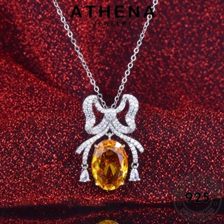 ATHENA JEWELRY เครื่องประดับ จี้ ต้นฉบับ แท้ 925 สร้อยคอ ผู้หญิง แฟชั่น ซิทริน เงิน คันธนูที่สวยงาม เครื่องประดับ เกาหลี Silver N1412