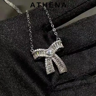 ATHENA JEWELRY โบว์ที่สง่างาม จี้ เครื่องประดับ เกาหลี ต้นฉบับ มอยส์ซาไนท์ไดมอนด์ แฟชั่น 925 Silver ผู้หญิง เครื่องประดับ สร้อยคอ แท้ เงิน N1415