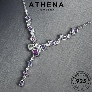 ATHENA JEWELRY แท้ คริสตัลเพชรสีชมพู Silver เกาหลี 925 เครื่องประดับ ต้นฉบับ แฟชั่น หรูหราเบาๆ ผู้หญิง สร้อยคอ เงิน เครื่องประดับ จี้ N1419