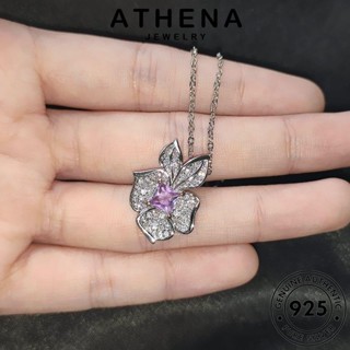 ATHENA JEWELRY เงิน แฟชั่น แท้ จี้ สร้อยคอ เครื่องประดับ เกาหลี พลอยสีม่วง 925 ต้นฉบับ ผู้หญิง Silver ดอกไม้แฟชั่น เครื่องประดับ N1442