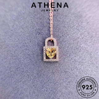 ATHENA JEWELRY แท้ สร้อยคอ เครื่องประดับ จี้ Silver ล็อคหัวใจที่สร้างสรรค์ เครื่องประดับ ต้นฉบับ ผู้หญิง ซิทริน แฟชั่น 925 เงิน เกาหลี N1555