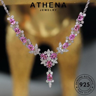 ATHENA JEWELRY จี้ เงิน แฟชั่น เครื่องประดับ Silver เกาหลี ต้นฉบับ คริสตัลเพชรสีชมพู ผู้หญิง สร้อยคอ แท้ 925 ดี เครื่องประดับ N1563