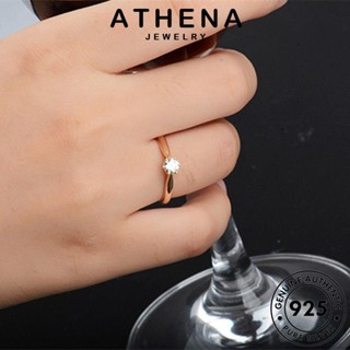 ATHENA JEWELRY เครื่องประดับ แท้ แฟชั่น เกาหลี ผู้หญิง เงิน เครื่องประดับ แฟชั่นหกกรงเล็บ โกลด์ Silver แหวน 925 ไดมอนด์ มอยส์ซาไนท์ ต้นฉบับ R38