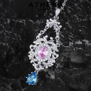 ATHENA JEWELRY คริสตัลเพชรสีชมพู สร้อยคอ เกาหลี จี้ ผู้หญิง ต้นฉบับ เครื่องประดับ 925 Silver แฟชั่น เครื่องประดับ กลวงที่สวยงาม แท้ เงิน N1565