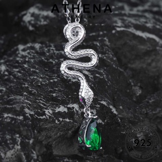 ATHENA JEWELRY 925 แฟชั่น จี้ ต้นฉบับ สร้อยคอ เงิน เครื่องประดับ เกาหลี ผู้หญิง เครื่องประดับ Silver แท้ งูสร้างสรรค์ มรกต N1567