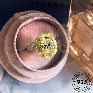 ATHENA JEWELRY ต้นฉบับ เกาหลี ซิทริน แหวน เงิน 925 เครื่องประดับ Silver แฟชั่น วงรีวินเทจ ผู้หญิง แท้ เครื่องประดับ R51