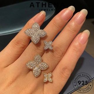 ATHENA JEWELRY Silver โคลเวอร์แฟชั่น เกาหลี แฟชั่น แหวน เครื่องประดับ ผู้หญิง 925 มอยส์ซาไนท์ แท้ ต้นฉบับ ไดมอนด์ เครื่องประดับ โกลด์ เงิน R73