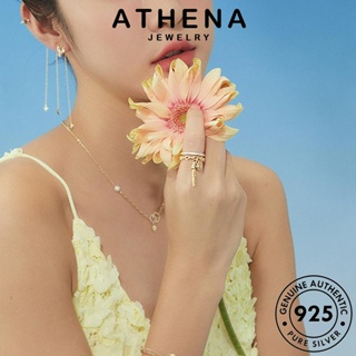 ATHENA JEWELRY ไดมอนด์ มอยส์ซาไนท์ 925 เครื่องประดับ ลูกบอลเส้นด้ายย้อนยุคแขวนขอบ แหวน โกลด์ เครื่องประดับ เงิน ผู้หญิง เกาหลี แฟชั่น ต้นฉบับ แท้ Silver R79