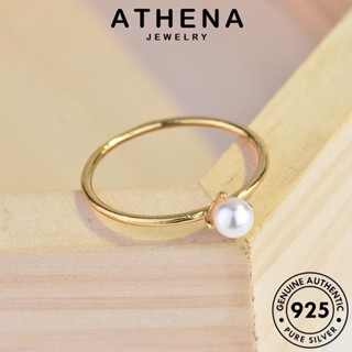 ATHENA JEWELRY เครื่องประดับ เงิน แหวน ผู้หญิง เกาหลี แฟชั่น ต้นฉบับ Silver มินิย้อนยุค แท้ เครื่องประดับ ไข่มุกทอง 925 R128