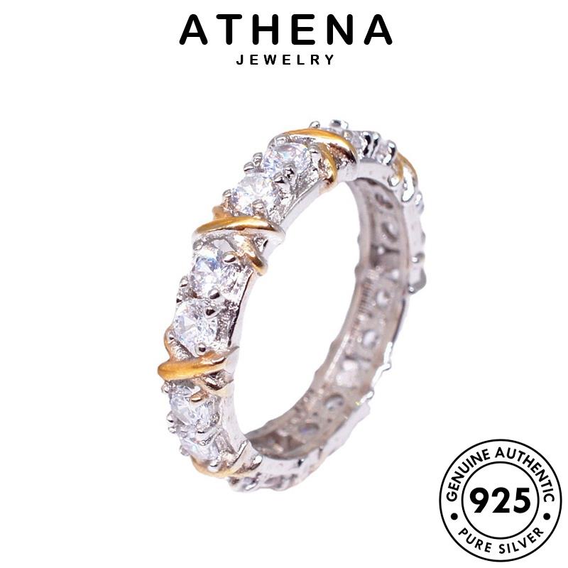 Athena JEWELRY แหวนเพชรโมอิส เงิน 92.5% สองสี แฟชั่น สําหรับผู้หญิง R140-TH