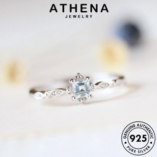 ATHENA JEWELRY Silver แหวน 925 ๆ เครื่องประดับ แฟชั่น เครื่องประดับ ต้นฉบับ เงิน อความารีน ผู้หญิง แท้ สี่เหลี่ยมเล็ก เกาหลี ย้อนยุค R176