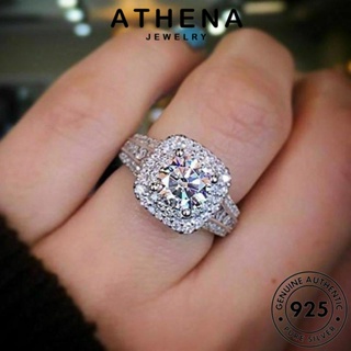 ATHENA JEWELRY จัตุรัสแฟชั่น แหวน Silver เครื่องประดับ แท้ เครื่องประดับ มอยส์ซาไนท์ไดมอนด์ ผู้หญิง 925 แฟชั่น ต้นฉบับ เกาหลี เงิน R265