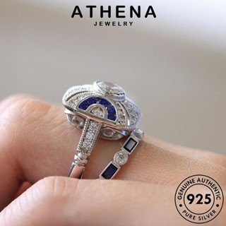 ATHENA JEWELRY ต้นฉบับ แฟชั่นทะเลสีฟ้า เครื่องประดับ เงิน เครื่องประดับ คู่รัก มอยส์ซาไนท์ไดมอนด์ Silver เกาหลี แท้ 925 แหวน แฟชั่น R300