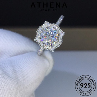 ATHENA JEWELRY ต้นฉบับ Silver เกาหลี จัตุรัสแฟชั่น แฟชั่น ผู้หญิง แหวน มอยส์ซาไนท์ไดมอนด์ เงิน เครื่องประดับ แท้ 925 เครื่องประดับ R310