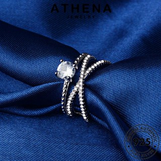 ATHENA JEWELRY ผู้หญิง แฟชั่นสองชั้น แฟชั่น ต้นฉบับ เกาหลี Silver แท้ แหวน เครื่องประดับ มอยส์ซาไนท์ไดมอนด์ 925 เครื่องประดับ เงิน R333