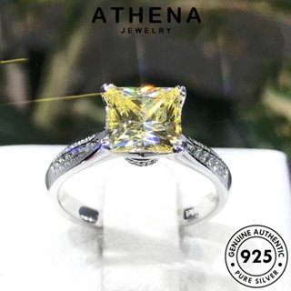 ATHENA JEWELRY เงิน ต้นฉบับ เครื่องประดับ แท้ 925 ผู้หญิง เกาหลี ซิทริน สี่เหลี่ยมคลาสสิก แฟชั่น แหวน เครื่องประดับ Silver R364