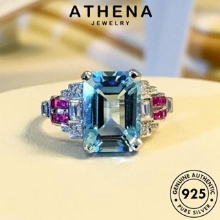 ATHENA JEWELRY อความารีน เงิน สี่เหลี่ยมคลาสสิก ผู้หญิง 925 แฟชั่น เครื่องประดับ แหวน เกาหลี Silver แท้ เครื่องประดับ ต้นฉบับ R369