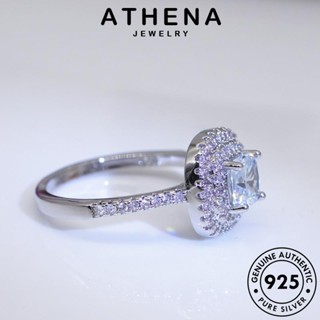 ATHENA JEWELRY แท้ เกาหลี ผู้หญิง เงิน เครื่องประดับ แฟชั่น ต้นฉบับ แหวน เครื่องประดับ มอยส์ซาไนท์ไดมอนด์ สี่เหลี่ยมคลาสสิก 925 Silver R389