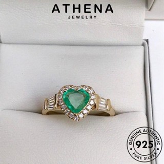 ATHENA JEWELRY หัวใจย้อนยุค ผู้หญิง แฟชั่น ต้นฉบับ แท้ เงิน เกาหลี 925 แหวน Silver ทองมรกต เครื่องประดับ เครื่องประดับ R397