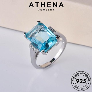 ATHENA JEWELRY ผู้หญิง เกาหลี จัตุรัสแฟชั่น เครื่องประดับ Silver อความารีน แหวน ต้นฉบับ แฟชั่น 925 เงิน เครื่องประดับ แท้ R289