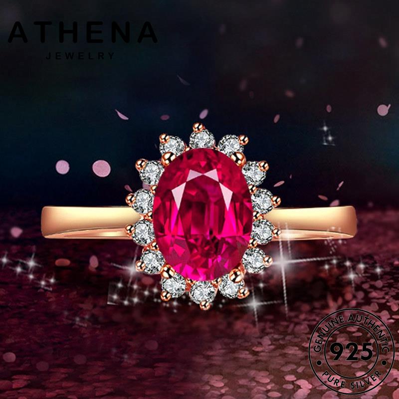 ATHENA JEWELRY แท้ แหวน เงิน เครื่องประดับ วงรีคลาสสิก เครื่องประดับ ผู้หญิง 925 แฟชั่น ทองทับทิม ต้นฉบับ Silver เกาหลี R435