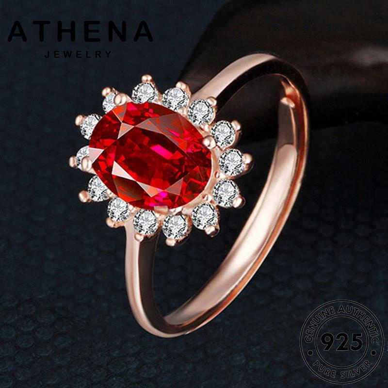 ATHENA JEWELRY แท้ แหวน เงิน เครื่องประดับ วงรีคลาสสิก เครื่องประดับ ผู้หญิง 925 แฟชั่น ทองทับทิม ต้นฉบับ Silver เกาหลี R435