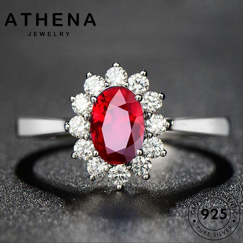 ATHENA JEWELRY แท้ แหวน เงิน เครื่องประดับ วงรีคลาสสิก เครื่องประดับ ผู้หญิง 925 แฟชั่น ทองทับทิม ต้นฉบับ Silver เกาหลี R435