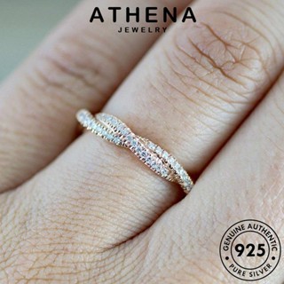 ATHENA JEWELRY แหวน บิดคลาสสิก เงิน ไดมอนด์ แฟชั่น โกลด์ Silver เกาหลี แท้ มอยส์ซาไนท์ 925 ผู้หญิง ต้นฉบับ เครื่องประดับ เครื่องประดับ R436