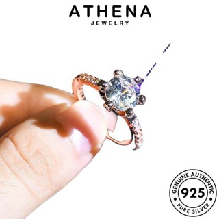 ATHENA JEWELRY โกลด์ แฟชั่น Silver ไดมอนด์ เกาหลี เงิน แท้ แหวน มอยส์ซาไนท์ แฟชั่นหกกรงเล็บ ผู้หญิง เครื่องประดับ ต้นฉบับ 925 เครื่องประดับ R490