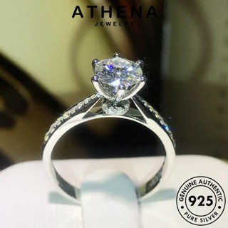 ATHENA JEWELRY เครื่องประดับ แท้ 925 Silver ผู้หญิง แหวน คลาสสิก แฟชั่น เครื่องประดับ เกาหลี มอยส์ซาไนท์ไดมอนด์ ต้นฉบับ เงิน R498