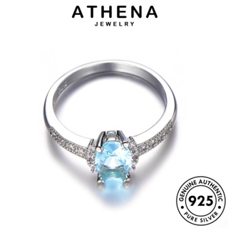 ATHENA JEWELRY ผู้หญิง Silver แฟชั่น อความารีน เงิน วงรีง่ายๆ ต้นฉบับ เครื่องประดับ เกาหลี แท้ แหวน 925 เครื่องประดับ R562