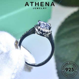 ATHENA JEWELRY เครื่องประดับ เงิน ผู้หญิง แฟชั่น บุคลิกภาพกลม Silver แหวน แท้ มอยส์ซาไนท์ไดมอนด์ เกาหลี 925 เครื่องประดับ ต้นฉบับ R630