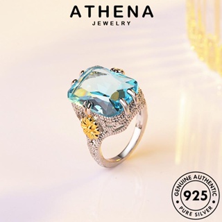 ATHENA JEWELRY เพชรเหลี่ยมส่วนบุคคล ผู้หญิง แฟชั่น อความารีน แหวน 925 เครื่องประดับ เงิน เกาหลี แท้ Silver เครื่องประดับ ต้นฉบับ R688