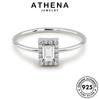 ATHENA JEWELRY 925 ต้นฉบับ จัตุรัสแฟชั่น ผู้หญิง มอยส์ซาไนท์ เครื่องประดับ เกาหลี แท้ แหวน เงิน โกลด์ แฟชั่น Silver เครื่องประดับ ไดมอนด์ R691