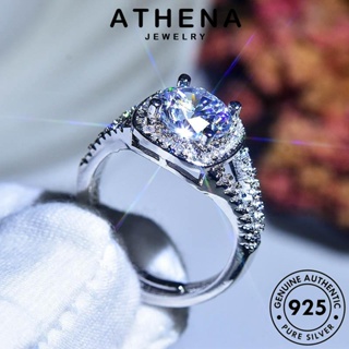 ATHENA JEWELRY มอยส์ซาไนท์ไดมอนด์ จัตุรัสแฟชั่น เงิน เครื่องประดับ แท้ 925 แหวน ต้นฉบับ เครื่องประดับ Silver ผู้หญิง แฟชั่น เกาหลี R784