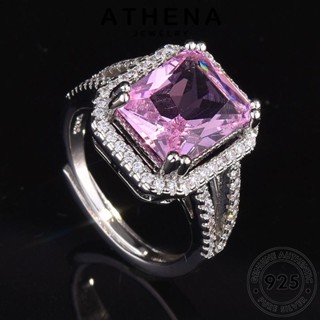 ATHENA JEWELRY คริสตัลเพชรสีชมพู เกาหลี ผู้หญิง ต้นฉบับ เครื่องประดับ แท้ Silver 925 สี่เหลี่ยมคลาสสิก แหวน เงิน แฟชั่น เครื่องประดับ R805