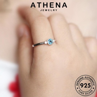 ATHENA JEWELRY บุคลิกภาพกลม เกาหลี แท้ แฟชั่น เครื่องประดับ เงิน ต้นฉบับ ผู้หญิง แหวน Silver เครื่องประดับ 925 อความารีน R928