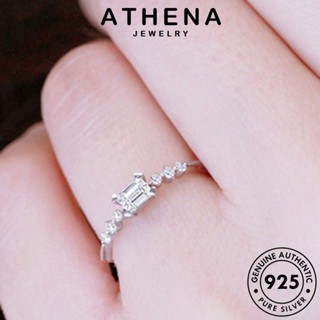 ATHENA JEWELRY เครื่องประดับ เกาหลี แฟชั่น ผู้หญิง เครื่องประดับ ๆ ต้นฉบับ Silver มอยส์ซาไนท์ไดมอนด์ สี่เหลี่ยมเล็ก 925 แท้ เงิน ที่เรียบง่าย แหวน R934