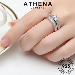 ATHENA JEWELRY 925 แท้ พิ้งค์ไดมอนด์คริสตัลโกลด์ เครื่องประดับ เงิน แฟชั่น เกาหลี บุคลิกภาพสองชั้น เครื่องประดับ คู่รัก Silver ต้นฉบับ แหวน R970