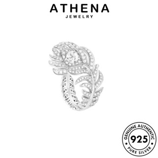 ATHENA JEWELRY เงิน เกาหลี ต้นฉบับ ขนนกที่สร้างสรรค์ เครื่องประดับ ผู้หญิง เครื่องประดับ 925 แหวน แท้ Silver แฟชั่น มอยส์ซาไนท์ไดมอนด์ R781