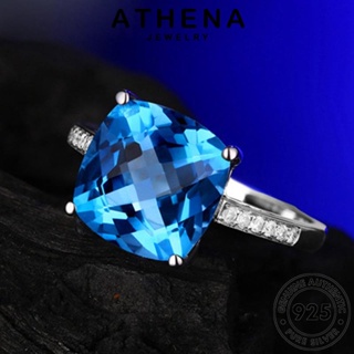 ATHENA JEWELRY เกาหลี แฟชั่น แท้ เครื่องประดับ ต้นฉบับ สี่เหลี่ยมคลาสสิก แหวน 925 เครื่องประดับ Silver ผู้หญิง เงิน อความารีน R1036