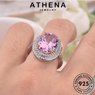 ATHENA JEWELRY แหวน เครื่องประดับ Silver แท้ 925 ต้นฉบับ ผู้หญิง เงิน เครื่องประดับ วงรีบุคลิกภาพ คริสตัลเพชรสีชมพู เกาหลี แฟชั่น R1085