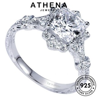 ATHENA JEWELRY ต้นฉบับ เงิน แท้ แฟชั่น 925 ผู้หญิง เกาหลี ตารางง่ายๆ เครื่องประดับ แหวน เครื่องประดับ Silver มอยส์ซาไนท์ไดมอนด์ R1133