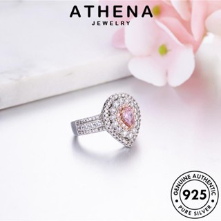 ATHENA JEWELRY ต้นฉบับ หยดน้ำส่วนบุคคล เครื่องประดับ Silver แฟชั่น เกาหลี แท้ 925 ผู้หญิง เงิน คริสตัลเพชรสีชมพู เครื่องประดับ แหวน R1148