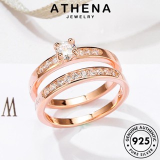 ATHENA JEWELRY Silver โกลด์ ต้นฉบับ 925 เงิน แหวน แฟชั่น ไดมอนด์ แท้ มอยส์ซาไนท์ แฟชั่น คู่รัก เครื่องประดับ เครื่องประดับ เกาหลี R1214