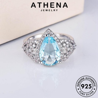 ATHENA JEWELRY อความารีน Silver แฟชั่น เกาหลี 925 ต้นฉบับ ผู้หญิง เครื่องประดับ แท้ เครื่องประดับ รูปร่างหยดที่สร้างสรรค์ แหวน เงิน R1244