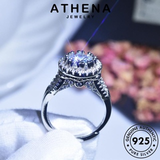 ATHENA JEWELRY 925 แท้ เงิน บุคลิกภาพกลม ต้นฉบับ เครื่องประดับ แฟชั่น แหวน เกาหลี ผู้หญิง มอยส์ซาไนท์ไดมอนด์ Silver เครื่องประดับ R982